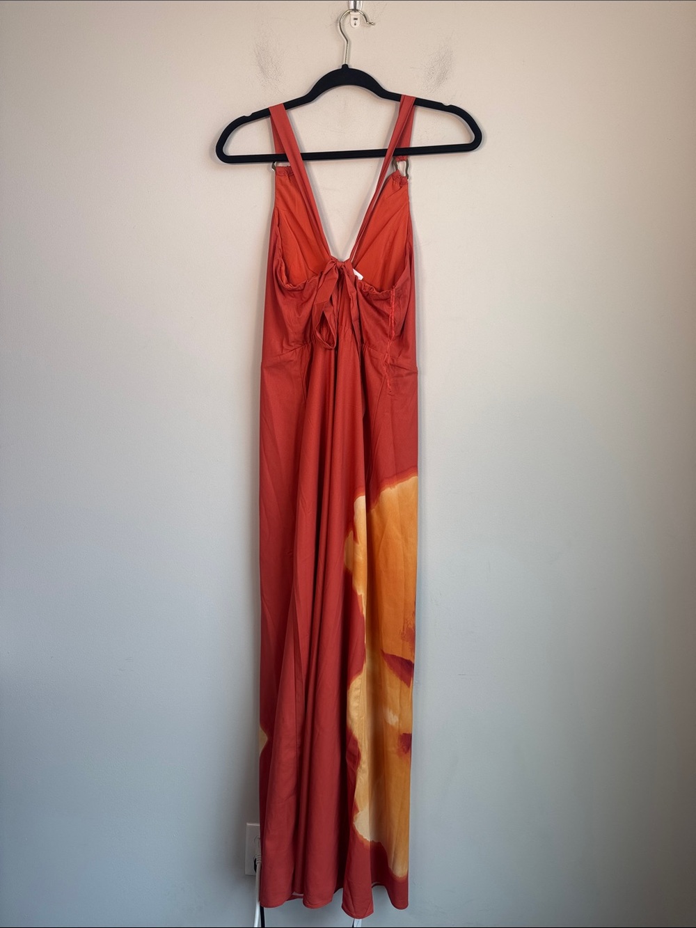 NWT Abercrombie Dipped-Waist Hardware Maxi Dress in Orange Floral Sunset - L - Picture 5 of 7